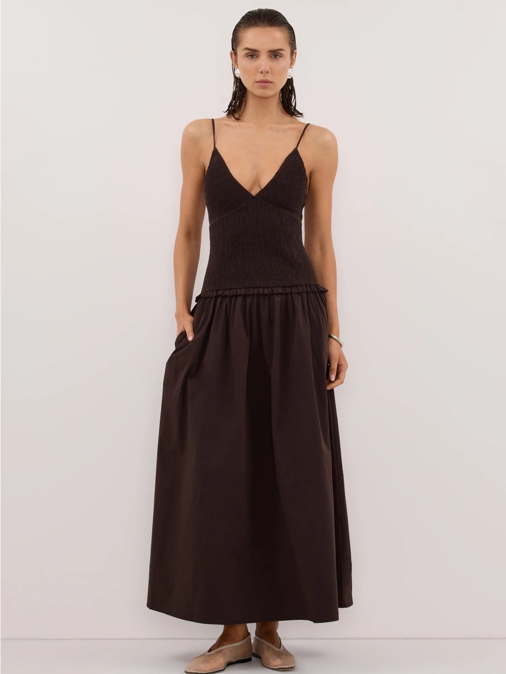 Ramona Burnt Choc Sleeveless Cotton Midi Dress DISSH only worn once 2